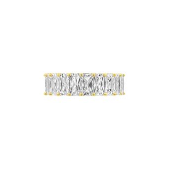 PRIMROSE 14k Gold Flash Plated Baguette Cubic Zirconia Eternity Band Ring
