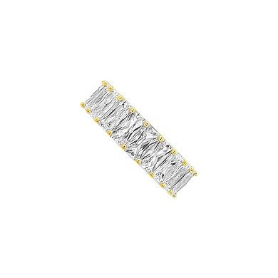 PRIMROSE 14k Gold Flash Plated Baguette Cubic Zirconia Eternity Band Ring