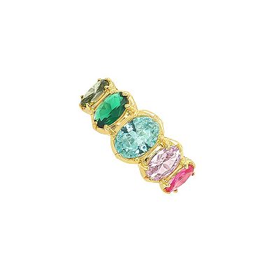 PRIMROSE 14k Gold Flash Plated Graduated Multi Color Cubic Zirconia Ring
