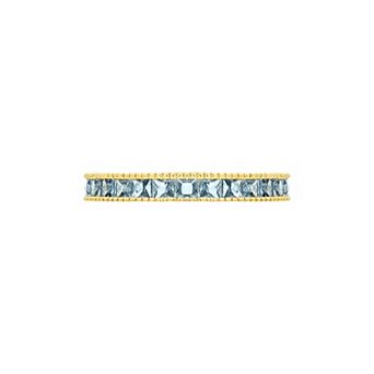 PRIMROSE 14k Gold Flash Plated Square Sapphire Cubic Zirconia Eternity Ring