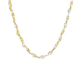 PRIMROSE Two Tone Twisted Chain Necklace with Cubic Zirconia Accent