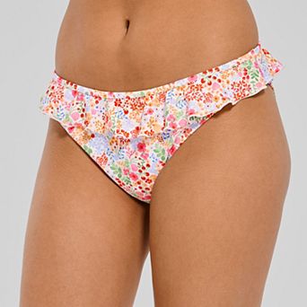 Juniors' Ninety-Nine° Ruffle Waist High Leg Swimsuit Bottoms