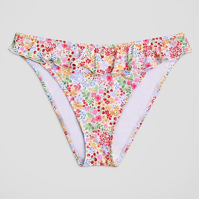 Juniors' Ninety-Nine° Ruffle Waist High Leg Swimsuit Bottoms