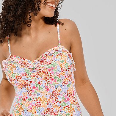 Juniors' Ninety-Nine° Ruffle Bandeau One-Piece Swimsuit