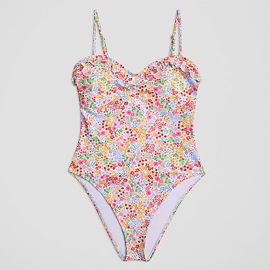 Juniors' Ninety-Nine° Ruffle Bandeau One-Piece Swimsuit