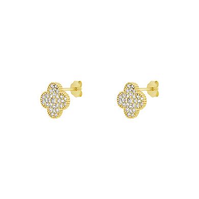 PRIMROSE Cubic Zirconia Clover Stud Earrings