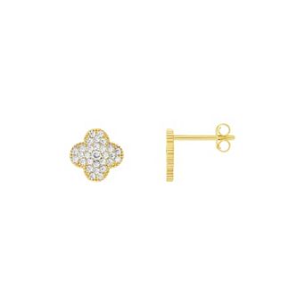 PRIMROSE Cubic Zirconia Clover Stud Earrings