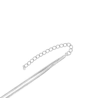PRIMROSE Fine Silver Plated Cubic Zirconia Accent Double Layer Snake Chain Necklace