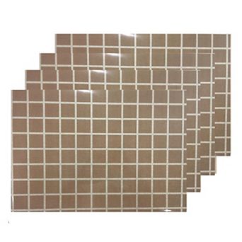Dainty Home Squares Grid Reversible Vinyl Easy Clean Placemats Set of 4 12" x 18" Rectangle
