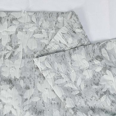 Dainty Home Laureen Floral Jacquard Soft Polyester Shower Curtain with Textured Puffs, 72" x 72"