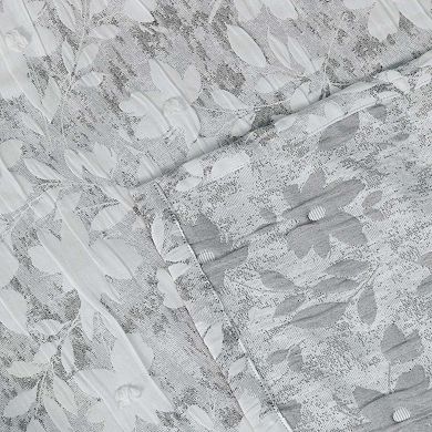 Dainty Home Laureen Floral Jacquard Soft Polyester Shower Curtain with Textured Puffs, 72" x 72"