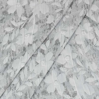 Dainty Home Laureen Floral Jacquard Soft Polyester Shower Curtain with Textured Puffs, 72" x 72"