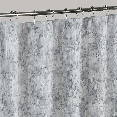 Dainty Home Laureen Floral Jacquard Soft Polyester Shower Curtain with Textured Puffs, 72" x 72"