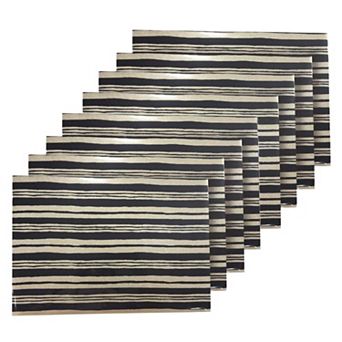 Dainty Home Jagged Stripe Reversible Vinyl Easy Clean Placemats Set of 8 12" x 18" Rectangle