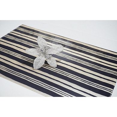 Dainty Home Jagged Stripe Reversible Vinyl Easy Clean Placemats Set of 8 12" x 18" Rectangle