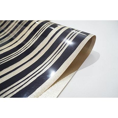 Dainty Home Jagged Stripe Reversible Vinyl Easy Clean Placemats Set of 8 12" x 18" Rectangle