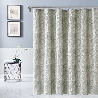 Dainty Home Anais Heavy Sculpted Jacquard Floral Textured Polyester Fabric Shower Curtain, 72" x 72"