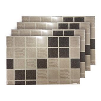 Dainty Home Shimmer Blocks Reversible Vinyl Easy Clean Placemats Set of 4 12" x 18" Rectangle