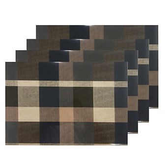 Dainty Home Plaid Check Reversible Vinyl Easy Clean Placemats Set of 4 12" x 18" Rectangle