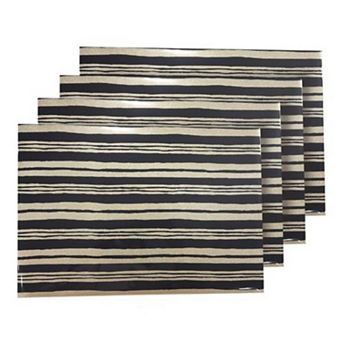 Dainty Home Jagged Stripe Reversible Vinyl Easy Clean Placemats Set of 4 12" x 18" Rectangle