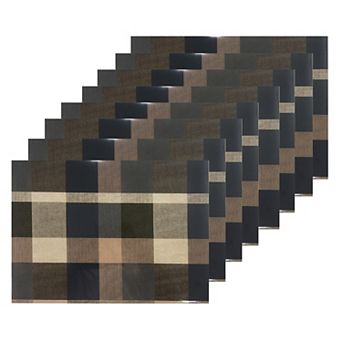 Dainty Home Plaid Check Reversible Vinyl Easy Clean Placemats Set of 8 12" x 18" Rectangle