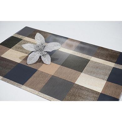 Dainty Home Plaid Check Reversible Vinyl Easy Clean Placemats Set of 8 12" x 18" Rectangle