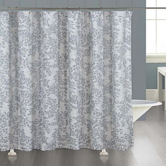 Dainty Home Heather Woven Leaf Jacquard Soft Polyester Textured Fabric Shower Curtain, 72" x 72"