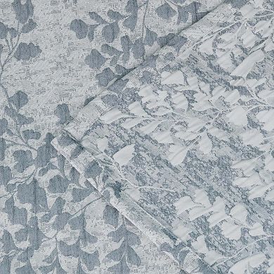 Dainty Home Heather Woven Leaf Jacquard Soft Polyester Textured Fabric Shower Curtain, 72" x 72"