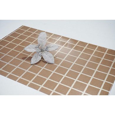 Dainty Home Squares Grid Reversible Vinyl Easy Clean Placemats Set of 8 12" x 18" Rectangle