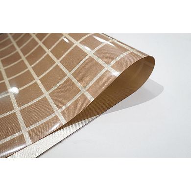 Dainty Home Squares Grid Reversible Vinyl Easy Clean Placemats Set of 8 12" x 18" Rectangle