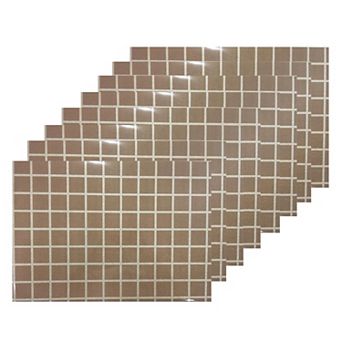 Dainty Home Squares Grid Reversible Vinyl Easy Clean Placemats Set of 8 12" x 18" Rectangle