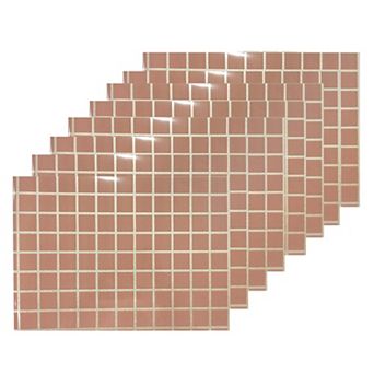 Dainty Home Squares Grid Reversible Vinyl Easy Clean Placemats Set of 8 12" x 18" Rectangle