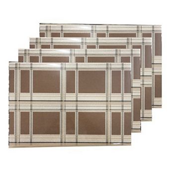 Dainty Home Sidewalks Plaid Reversible Vinyl Easy Clean Placemats Set of 4 12" x 18" Rectangle