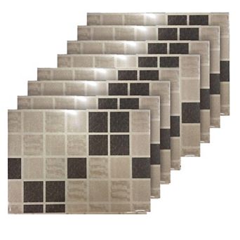 Dainty Home Shimmer Blocks Reversible Vinyl Easy Clean Placemats Set of 8 12" x 18" Rectangle