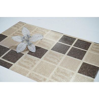 Dainty Home Shimmer Blocks Reversible Vinyl Easy Clean Placemats Set of 8 12" x 18" Rectangle