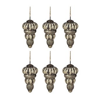 LOVMOR Set of 6 3x3x6 Inch Glass Tear Drop Christmas Tree Ornaments