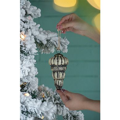 LOVMOR Set of 6 3x3x6 Inch Glass Tear Drop Christmas Tree Ornaments