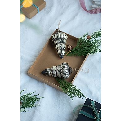 LOVMOR Set of 6 3x3x6 Inch Glass Tear Drop Christmas Tree Ornaments