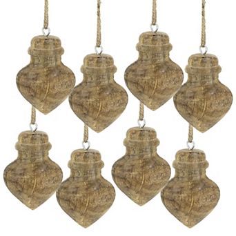LOVMOR Set of 8 3x4 Inch Wooden Hanging Christmas Tree Ornaments