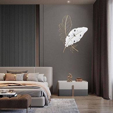 Large Metal Feather Wall Clock