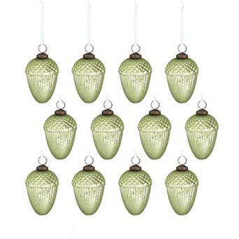 LOVMOR Set of 12 2x2x4 Inch Glass Tear Drop Christmas Tree Ornaments