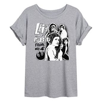 Juniors' Star Wars Leia & The Rebels Oversized Tee