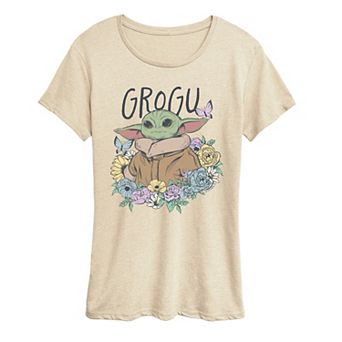 Women's Star Wars The Mandalorian Grogu Floral Graphic Tee