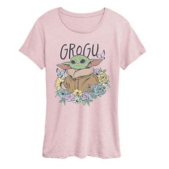 Women's Star Wars The Mandalorian Grogu Floral Graphic Tee