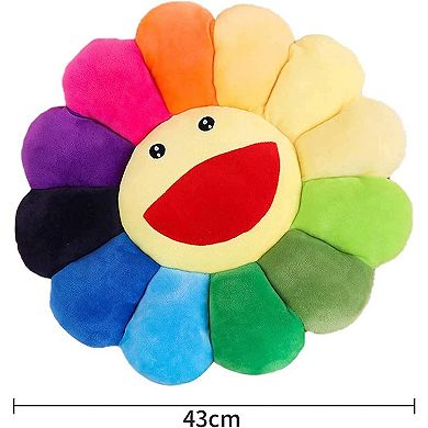 Smile Face Plush Rainbow Pillow, Sunflower Indie Decor Plush Pillow Soft & Comfortable Pillow