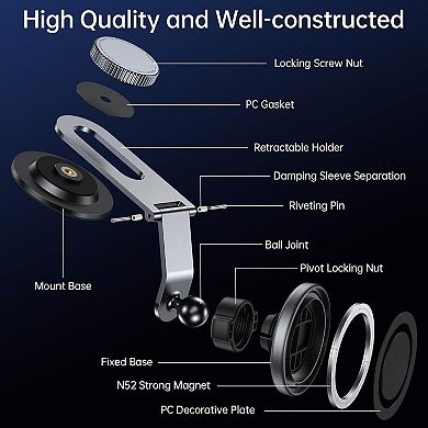 Fits MagSafe Car Mount for Universal Dashboard,Tesla Screen, Foldable Aluminum Alloy Arm