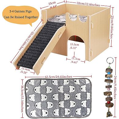 Guinea Pig Hideout, Small Animals House, Wooden Detachable Castle Accessories