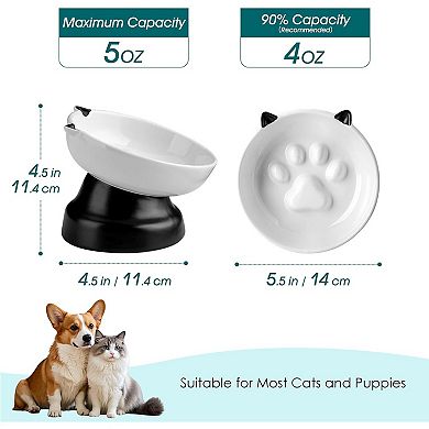 Slow Feeder Cat Bowls, Ceramic Elevated Slow Feeder Cat Bowls, Raised Food Bowl