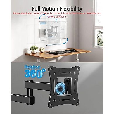 Full Motion TV Wall Mount Brackets Swivel Tilts Articulating Extension Fits Max VESA 100x100mm