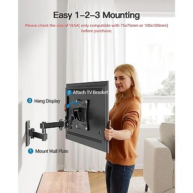 Full Motion TV Wall Mount Brackets Swivel Tilts Articulating Extension Fits Max VESA 100x100mm